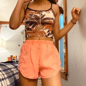 LF neon orange/pink flowey shorts